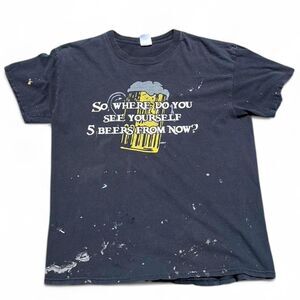 Vintage Y2k thrashed beer comedy Gildan Men's Black T-shirt